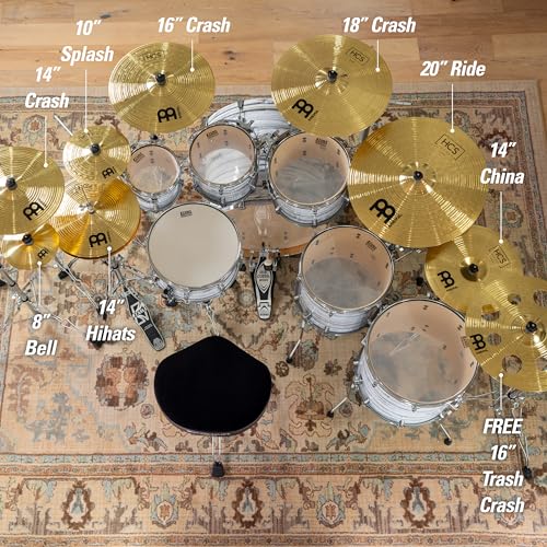 Image of Meinl Cymbals HCS Box Set Cymbals for Drums - MADE IN GERMANY | Hihats, Ride, Crashes, Trash Crash, China, Splash, Bell - Durable Brass Alloy, Bright & Musical Sound, Beginner Friendly
