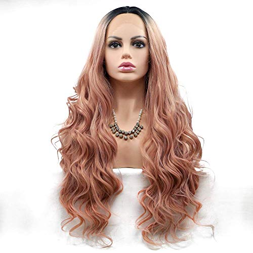 Perruque cheveux bouclés long rose vif exprimez votre style unique - 2