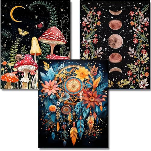 OFRKE Diamond Painting Kits 3 Pack Mushroom Moon