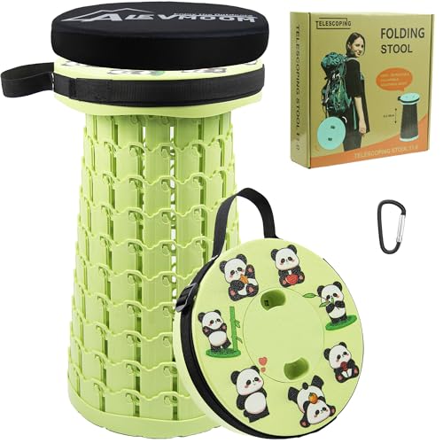 Image of ALEVMOOM 2026 Collapsible Stool with Thick Cushion, H18.1 D10.24 Portable Telescoping Sturdy Load Capacity 600Lbs, Retractable Adjustable Camping Folding Stool for Outdoor Hiking BBQ Climb