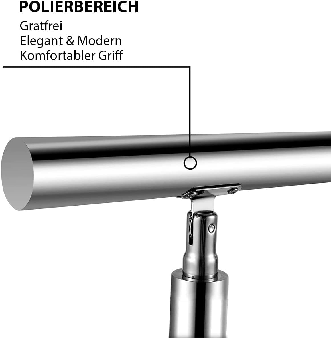Edelstahl Handlauf Geländer für Treppen Brüstung Balkon mit 2 Querstreben - Innen und Außen Handlauf Geländer Treppengeländer Edelstahl Brüstung Balkon (80CM, 2 Querstreben)
