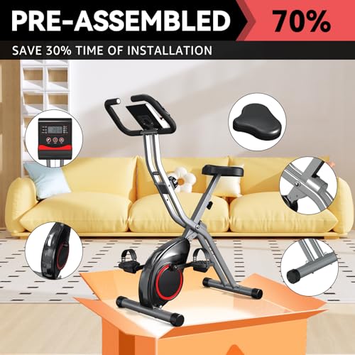 Foldable Exercise Bike with Resistance Bands