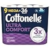 Cottonelle Ultra Comfort Toilet Paper, 9 Mega Rolls = 36 Regular Rolls, Packaging May Vary