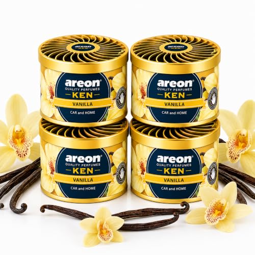 Image of AREON Ken 1.23 Oz. Canister Car Air Freshener Pads in A Can (4-Pack) (Vanilla)