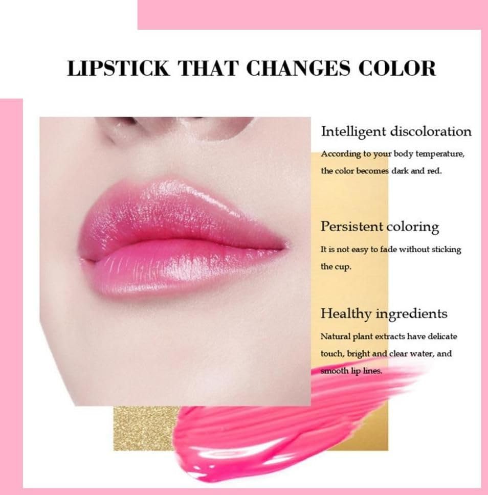 Image of Pink Colour Change Classic Gel Lipstick With Goldleaf