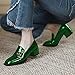 YDN Women Square Toe Heeled Loafers Slip on Block Low Heel Pumps Buckle Fashion Formal Wear Shoes Size 12 Green