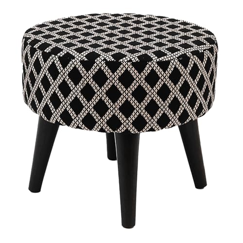 Image of Stool Ottoman Pouffes for Living Room, Kitchen, Home, Office Furniture with Soft Cotton Canva Cushion Mudda Footrest Stool for Chair Sofa Bed Dressing, Decor Black (14 Inch Pack of 1)