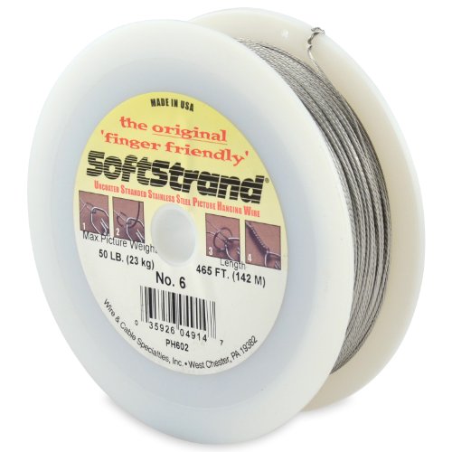 Image of WCS Softstrand, Uncoated Stranded Stainless Steel Picture Wrapping Wire, Size #6, 50 lb / 23 kg, 465 ft / 142 m