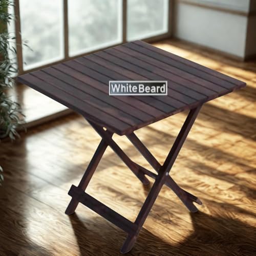 Image of WhiteBeard Solid Wood Standard Desing 4 Seater Foldable Dining Table Set with Coffee Colour Space Saving Folding Dinner Table for Home,Kitchen,Wood Dining Furniture,Luxury Morden Dining Room Set