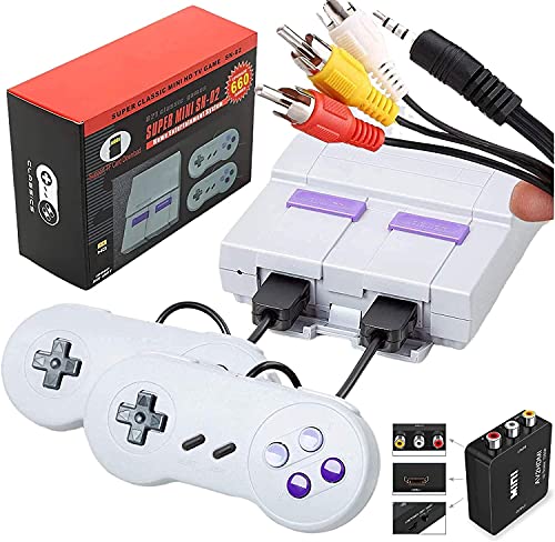 Retro game console, Mini NES classic console with built-in 660 games and 2 controllers, AV and HDMI output NES classic edition Retro