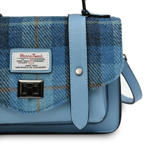 Image of Islander Women's Medium Tweed Satchel Handbag, Black and Grey, 24x16x7cm