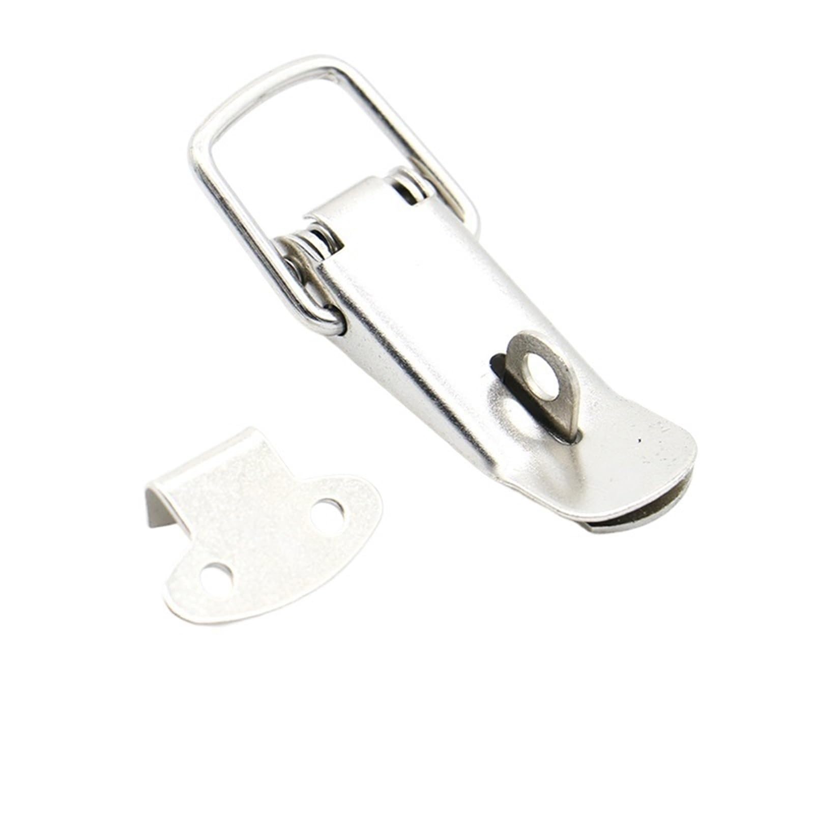 Spring Draw Latch, Spring Loaded Toggle Latch Hasps 4 pcs Stainless Steel Tension Clasp Silver(Silver 2)