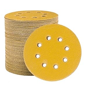 STEBRUAM 100pcs 125mm sanding discs, Sanding Discs Pads for Random Orbital Sander pads and All Oscillating Tools, yellow…
