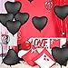 Foil Heart Balloons - 10 Black Heart Shaped Balloons, 18inch Metallic Foil for Valentines Day, Wedding, Birthday, Halloween Party