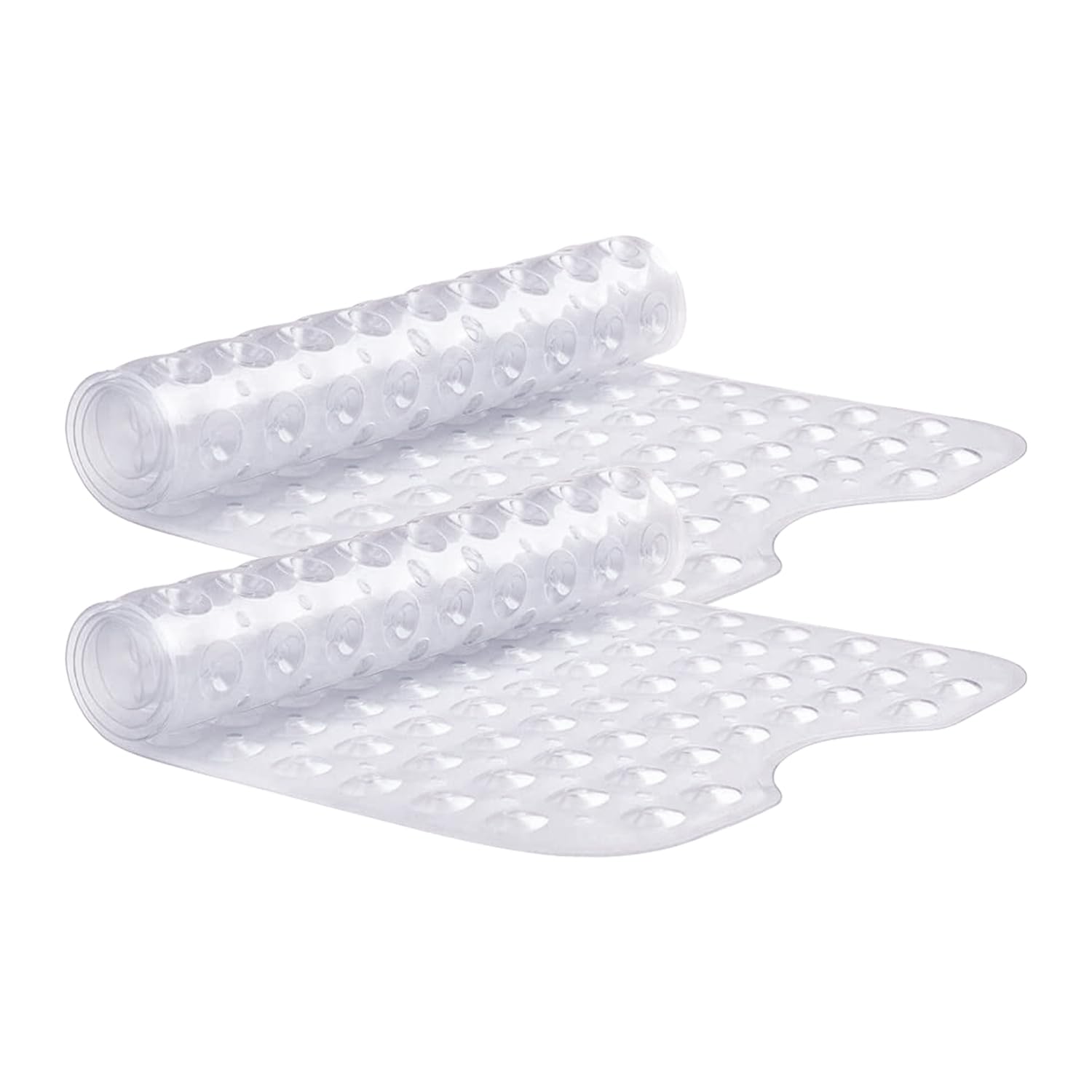 Yorkshire Bedding Shower Mat Non Slip 2 Pack - 70x38cm Soft Rubber Bath Mat PVC Shower Mats for Inside Shower with 200 Strong Suction Cups Grip and Drain Holes - Machine Washable (Clear)