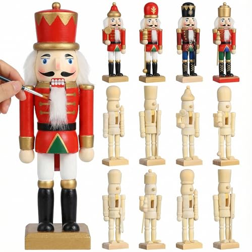Veemoon 12 Stück Teiliges DIY Holz Nussknacker Unlackierte...