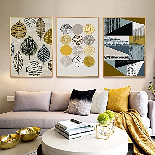 Toile abstraite de style nordique avec motif de feuilles pour décoration haut de gamme
