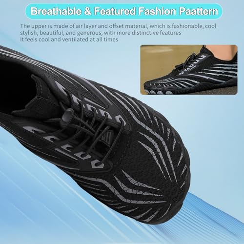 Image of Beach Water Shoes for Women Men Quick Dry Non-Slip Wide Toe Hike Barefoot Footwear for Beach Pool Aqua Swim Surf Walk