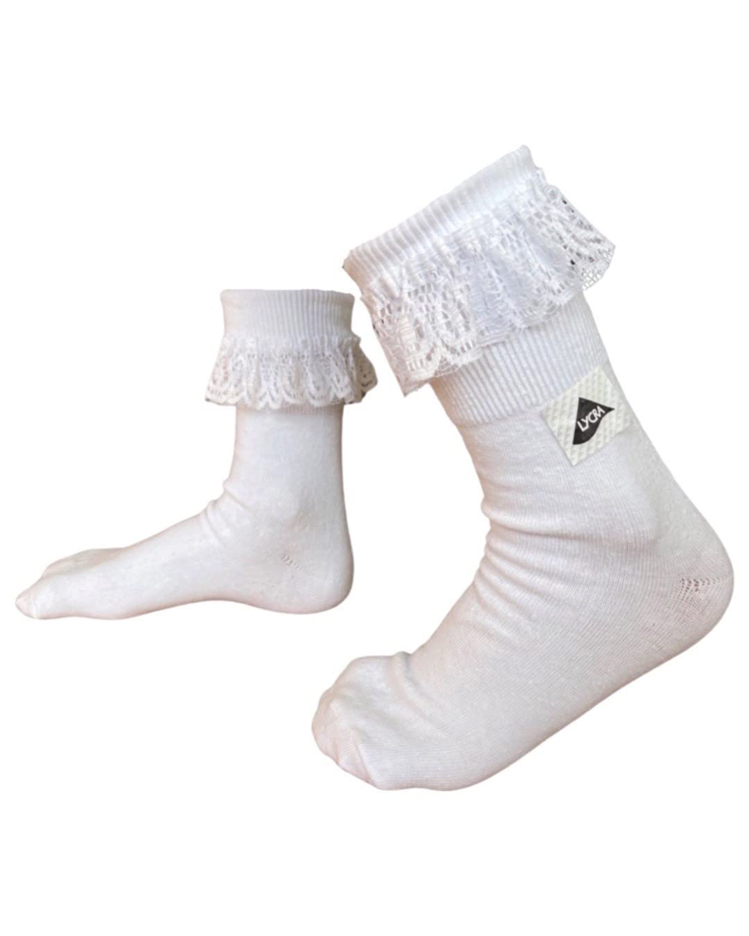 Green Stitch Girls White 3 Pairs Cotton Rich Frilly Lace Socks (As8, Age, 7_Years, 10_Years, Regular, 7-10 Years)