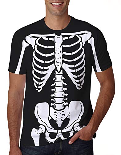 uideazone Short Sleeve Tshirt for Men Women 3D Skeleton Skull Printed Halloween Tee