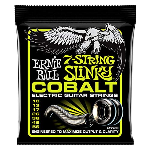 Ernie Ball Regular Slinky - Cuerdas para guitarra eléctrica de 7 cuerdas, cobalto, calibre 10-56