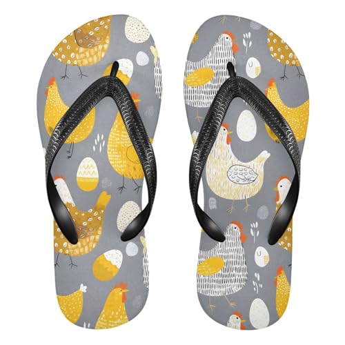 ALAZA Chicks and Eggs Flip Flops for Women Fashion Beach Slippers Comfort Mens Flip Flops Non-Slip Rubber Shower Slippers Sandal for Hotel Travel Sport,XS