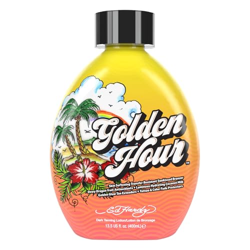 Ed Hardy Tanovations Golden Hour - Skin Softening Transfer Resistant Sunkissed Bronzer Golden Glow Tan Extending Dark Tanning Lotion