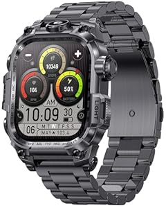 findtime Militär Smartwatch Herren mit LED Taschenlampe Telefonfunktion, 2.01" Robuste Outdoor Fitnessuhr 100+ Sportmodi Herzfrequenz Schlafüberwachung