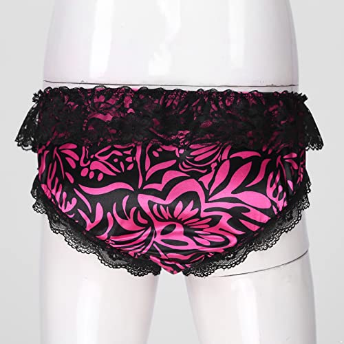 Men's Sissy Crossdress Panties Satin Frilly Ruffled Panties Low Rise Ice Silk Underwear4