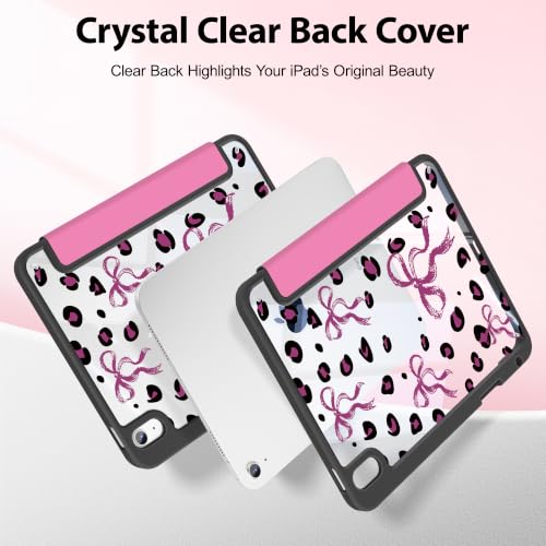 Mektron Case for 2025 iPad 11 inch (A16 Chip) 11th Gen Fit iPad 10th Gen10.9 inch 2022, Buit in Pencil Holder with Shockproof Cover Clear Shell + Trifold Stand + Auto Wake/Sleep, Composition Book-Bows by Mektron - Used condition - Image 5