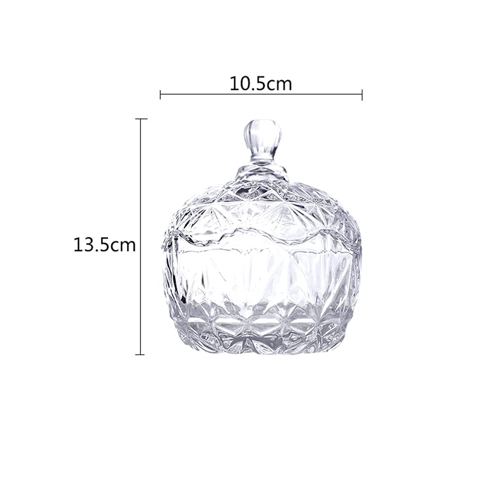HLTYGWX Zuckerdose, transparentes Glas, Süßigkeitenschale mit Deckel, Kristallschale, Keksbehälter, Glas, dekorative Aufbewahrungsbox für Schmuck (A)