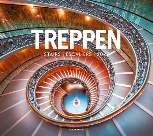 Treppen Kalender 2027 | Bildstarker Architektur-Kalender im großen Querformat (54x48 cm) | Architektonische Meisterwerke | Wendeltreppe