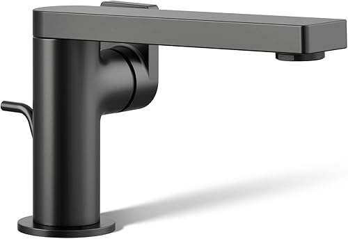 Kohler 73167-4-BL Composed Grifo de lavabo de baño de una sola manija con manija de palanca, 1.2 gpm, negro mate