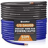 InstallGear 1/0 Gauge Wire (50ft) Copper Clad Aluminum CAA - Primary Automotive Wire, Car Amplifier Power, Ground & Battery Cable, Car Audio Speaker Stereo, RV Trailer Wiring Welding Cable 1/0ga