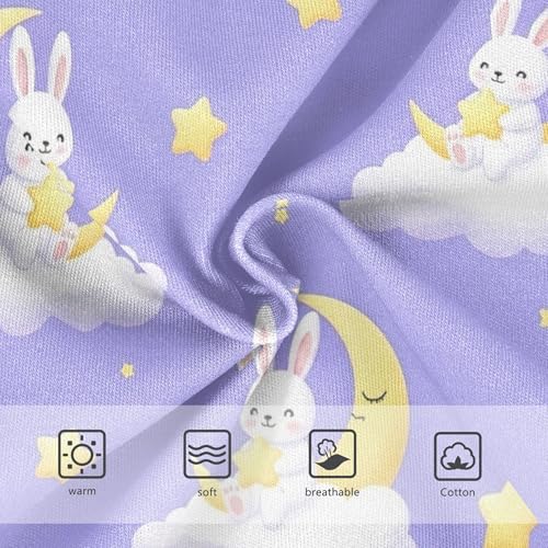 Cute Bunnies Moons Clouds Purple Little Girl Panties Girls Underwear Toddler Cotton Personalized Underpants Briefs 2t3