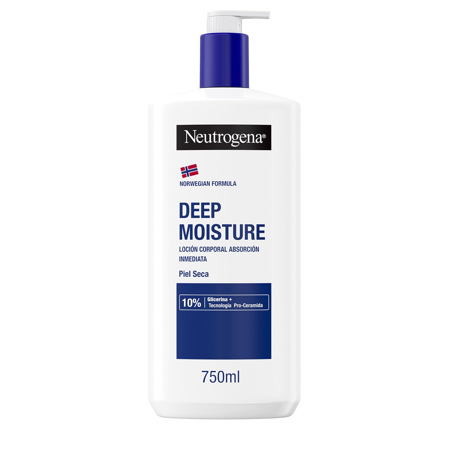 Neutrogena Fórmula Noruega Hidratación Profunda Loción Corporal de Absorción Inmediata (750 ml), crema hidratante corporal con tecnología Pro-Ceramida y Glicerina para piel seca