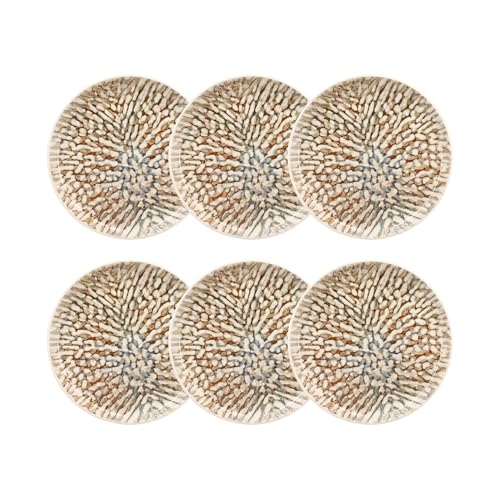 NOVASTYL - Lot 6 assiettes plates ambre 26cm en grès marron et beige - 2614610