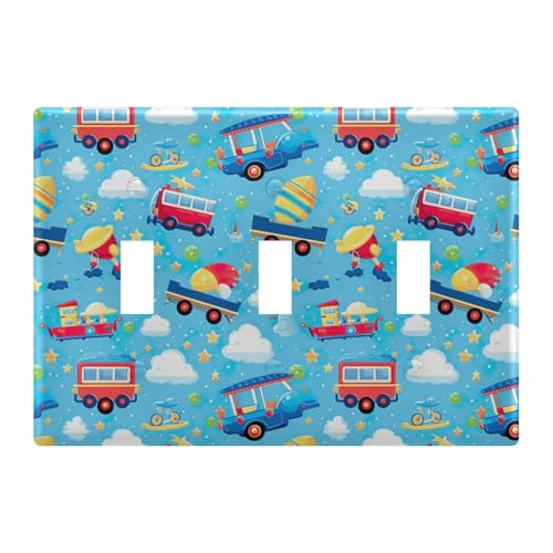 Light Switch Cover Cartoon Car Wall Plates for Electrical Outlets 3 Gang 202a8519