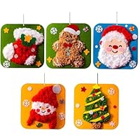 5Pcs Christmas Diy Embroidery Doll Set for Children, Cute Embroidery Kit Christmas Cross Stitch Kits for Kids Cross Stitch Kit, Santa Claus Snowman Sewing Set, Suitable Diy Sewing Gifts for Children