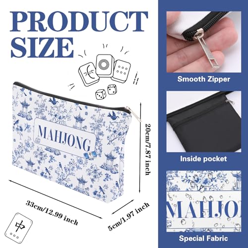 Bolsa de almacenamiento para fichas Mahjong impermeable azul miniatura 2