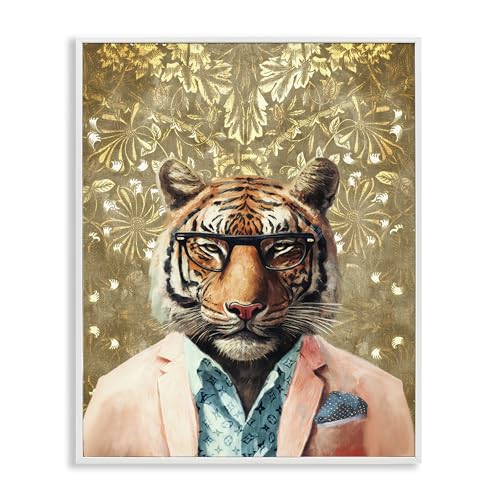 Stylish Tiger Floral Landscape, 16 x 20 Inch Framed Giclée Print