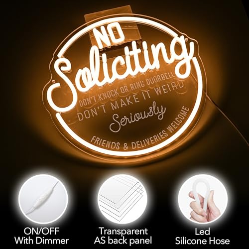 Image of No Soliciting Neon Sign USB LED for Office & Retail Store Decor