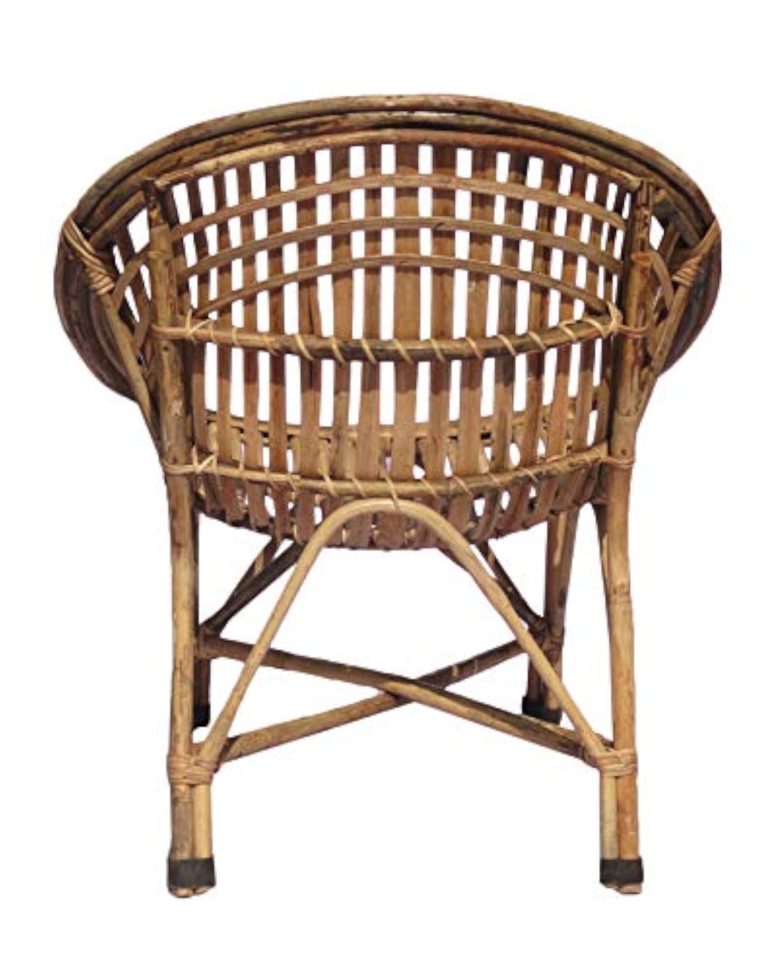 Cane Lawn Chair with Cushion, Comfortable Outdoor Seating