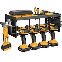 Étagère Murale Rangement Outils 3 Couches - Support Pour 4 Perceuses Électriques Et Accessoires Jusqu'à 50kg