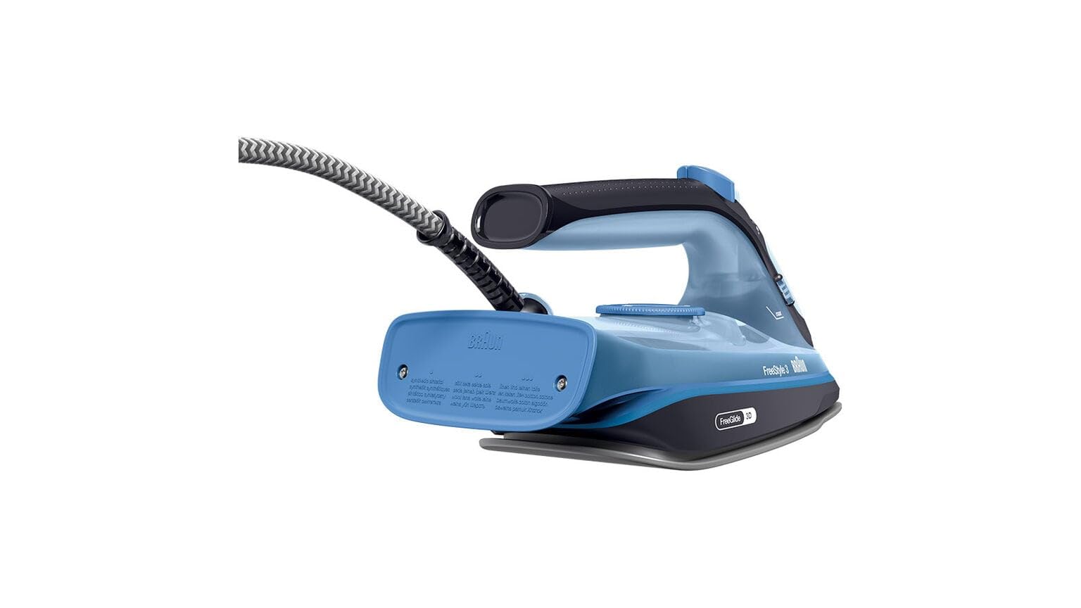 Braun FreeStyle 3 FI3194BK Dampfbügeleisen mit Präzisionsspitze, FreeGlide 3D Technologie, 200 g/min Dampfstoß, SuperCeramic Sohle, Automatische Abschaltung, 270 ml Tank, 2400W, Schwarz/Blau
