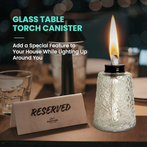 2 Pack Torches for Outside, Glass Tabletop Citronella Oil Lamp Torches with Wicks 12OZ/300ML Outdoor Patio Decorative Lantern Torches for Outside Yard, Desk, Garden Party, Camping
