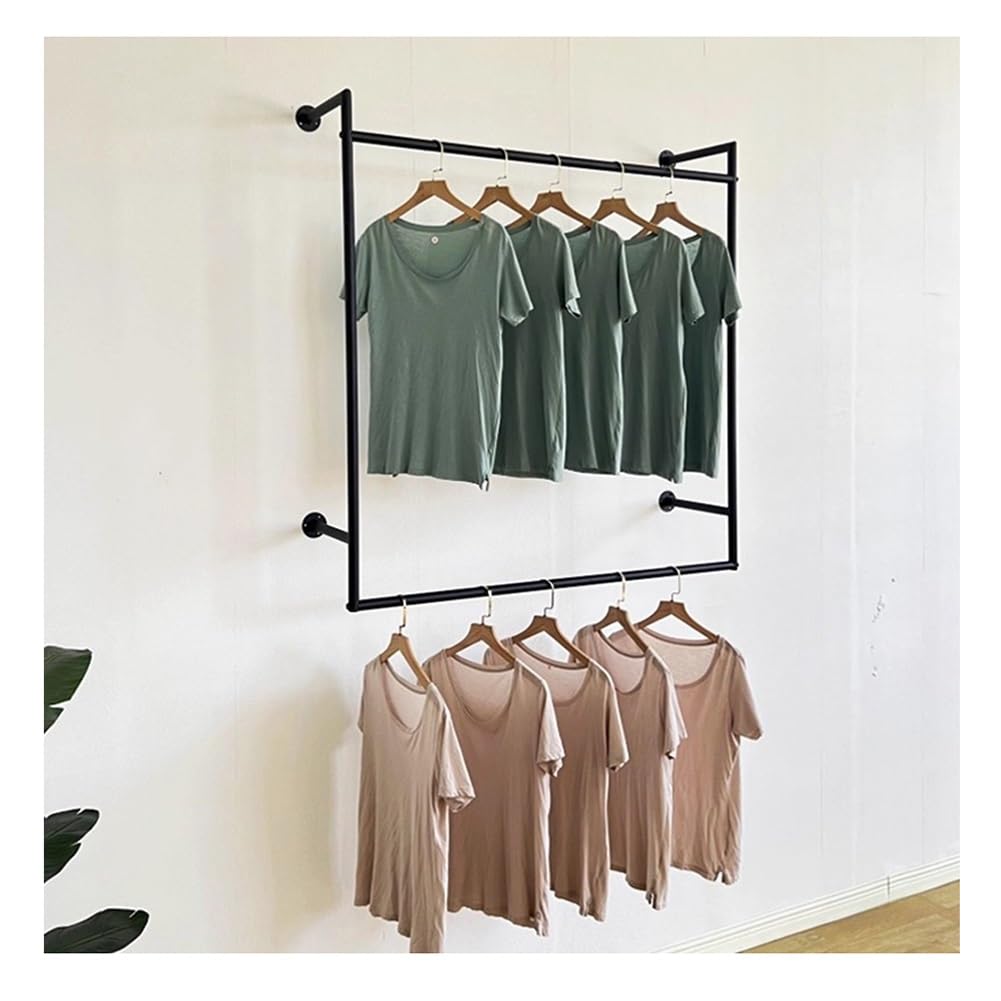 SaryEdge Industrial Wall Clothes Rack, Garment Racks for Retail Display, Closet Storage Organizer Laundry Room, Bedroom, Studio,Black-80x30x120 cm,Black-80x30x120 cm