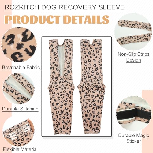 Image of ROZKITCH Dog Surgery Leg Sleeve Front Right Left Leg, Pet Prevent Licking Wound Elbow Knee Protector, Dog Recovery Suit Cone Collar Alternative for Sprain ACL CCL Arthritis Joint Care Brown 3XL