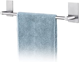 Tatkraft John Towel Bar, Rustproof Stainless Steel Rail, Adhesive Holder No Drilling, Towel Rack for Bathroom or Kitchen, 40cm Rail