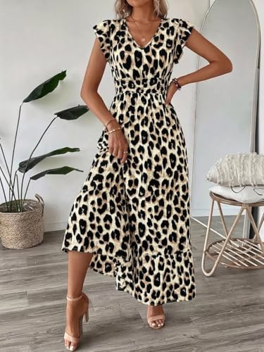 Image of PerZeal Women's 2026 Summer Short Sleeves Dresses Boho Floral Print Tiered Casual Flowy Long Maxi Dress